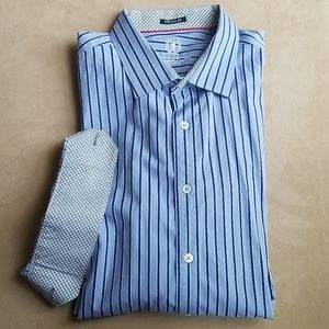 Bugatchi Uomo XL Classic Fit Blue Striped Shirt